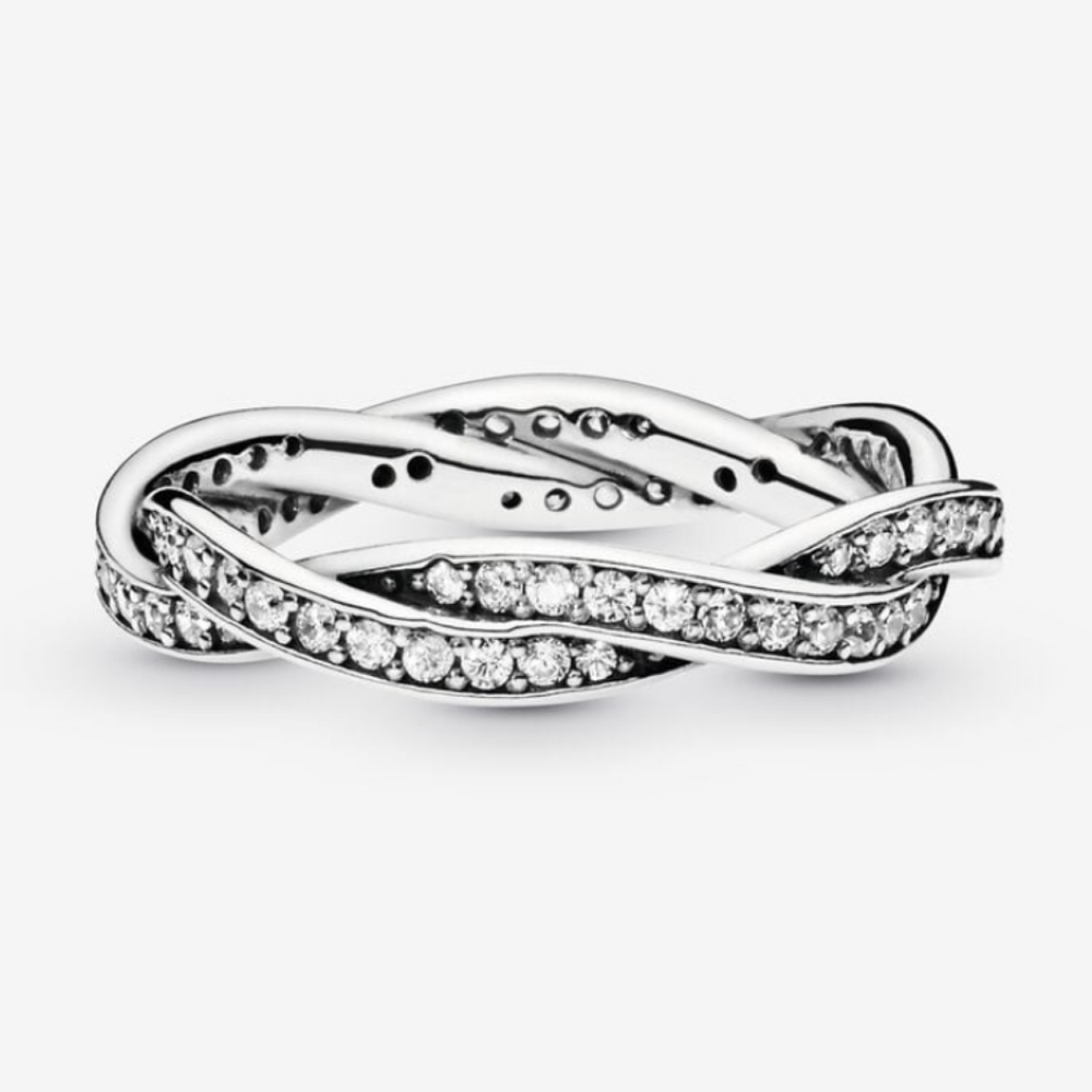 Pandora Sparkling Twist Lines Ring twist Sz 8 1/2